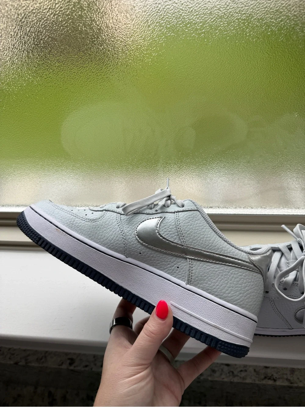 Nike AirForce Light Grey with Silver Swoosh